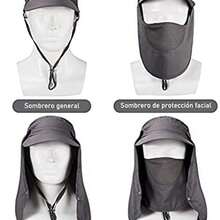 OpenHIALBERTO Sombrero para el Sol Unisex, Sombrero de Pesca con proteccin UV con Velo y proteccin para el Cuello con mosquitera para Pesca, Senderismo, Camping, Playa y Safari - azul oscuro - Ver 5