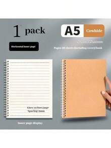 Sổ tay lò xo A5, bìa đen/khô, 60 tờ giấy kẻ dòng, phù hợp cho học sinh, nhân viên văn phòng, người sưu tầm văn phòng phẩm, người ghi chép, dùng cho học tập hàng ngày, ghi nhớ văn phòng, ghi chú cuộc họp, ghi chú trên lớp, viết nhật ký, đi lại. - màu đen - Xem 5