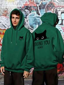 Men's Hoodie - Funny "Judging You Silently" Graphic Pullover Sweatshirt - Hooded Sweatshirt With Front Pocket - Black - View 11