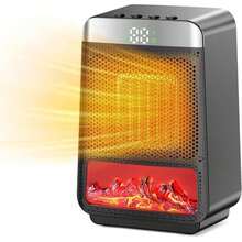 Calefactor Eléctrico Cerámica PTC 3 Modos,1500W Calefactor Tipo Torre con Pantalla Digital, Bajo Nivel de Ruido,Función de Temporizador,Protección Temperatura Alta y Vuelco para Oficina y Hogar - Estilo 2 - Ver 1