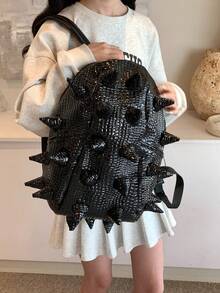 Punk Style Unique Design Shiny Backpack, Unisex Asymmetric Backpack