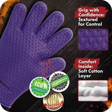 KITCHEN PERFECTION XL Silicone R Oven Gloves -Extreme Heat Resistant BBQ Gloves -Handle Hot Food Right On Your Grill Fryer & Pit | Waterproof Oven Mitts Grill Gloves |Superior Value Set+3 Bonuses,X-Large,Purple - Purple - 查看 5