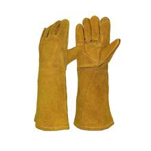 Leather MIG Welding Gloves - Heat Fire Resistant For Welding/Grilling/BBQ/Fireplace(Black/Brown/Blue),Brown16Inches - 棕色 16 英寸 - 查看 3