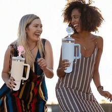 2pcs Personalized Cup Accessories, Cute Cartoon Silicone Straw Sleeve, Monogram Name ID Handle Charm, Reusable Dust-Proof Straw Cover Fits 10mm (0.4") Straw (1pc Flower Straw Sleeve + 1pc Monogram - Blue) Random Monogram Cup Chain Styles - Blue - View 8