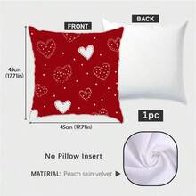 4 件装情人节抱枕套，18x18 英寸/45x45 厘米，情人节装饰，红白波点爱心设计，天鹅绒材质，不含枕芯 - 彩色 - 查看 7