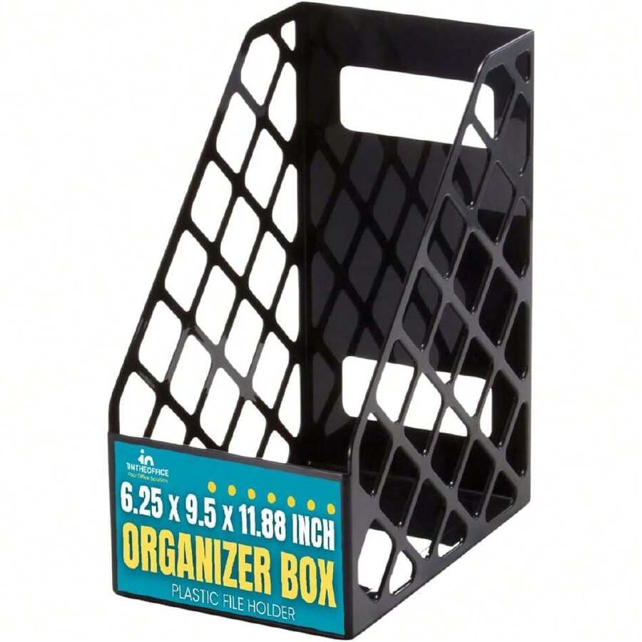 - File Rack, Magazine Rack, Plastic Organizer Box, 6.25 X 9.5 X 11.88 Inches, , Black, 1 Pack, 38198733 - Multicolor - View 1