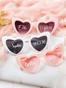 Personalized Heart Shaped Glasses,Custom Bridal Party Heart Shaped Sunglasses,Party Souvenirs,Personalised Bridesmaid Gifts - Multicolor - View 2