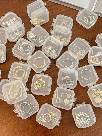 20pcs Transparent Jewelry/Earplug Storage Box, Gender Reveal Party Supplies, Perfect Gift For Birthday, Wedding, Party, Ideal For Coworkers, Friends And Family, Back To School Essential