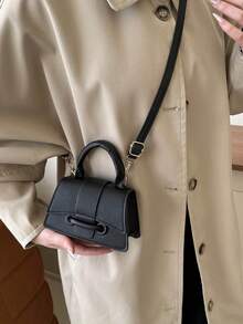2026 New High-Quality Lipstick Case, Mini Square Bag, New Solid Color Versatile Handbag, Women Purse - Black - View 12