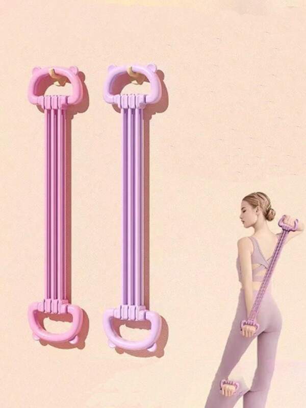 1条可调节8字形阻力带，女士肩部伸展背部训练器，6股家用健身弹力带