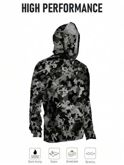 2026 男士钓鱼衬衫，长袖带帽，钓鱼装备