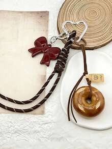 Yogodlns Móc khóa hình bánh mì bện tinh tế, móc khóa hình bánh mì sô cô la chống thất lạc, mặt dây chuyền hình bánh mì tròn bằng polyester, móc khóa dây bện thủ công, móc khóa hình bánh mì tròn sô cô la, mặt dây chuyền chống thất lạc bằng polyester, quà tặng cho phụ nữ - Nhiều màu - Xem 6