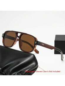 Classic Pilot-Style Men's Fashion Gls - Vintage Retro Design With Gradient Brown Lenses, Durable PC Frame Casual Wear, Fashion Acssories| Vintage Retro Gls| Polycarbonate Frame FCZ8 - trà đen - Xem 8