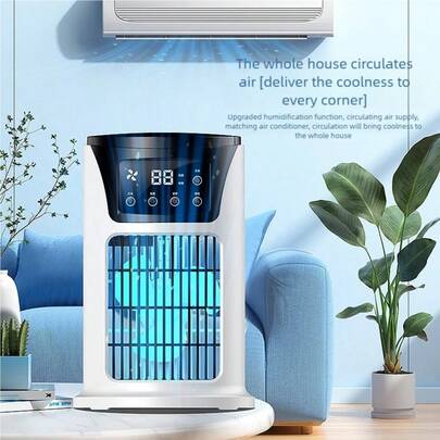 OBOVAY Funcție 3 în 1, umidificator portabil pentru aer condiționat, ventilator cu lampă cu aromă, răcitor USB AC, dispozitiv esențial de răcire pentru birou și acasă, aer condiționat portabil USB, sursă de alimentare USB