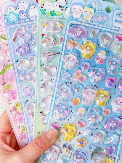 3D Cute Crystal Epoxy Stickers, Cute Cartoon Animal Design Molded Stickers, Transparent And Waterproof, Reward Gifts, DIY Phone Case Decoration, Cute And Interesting, Water Bottle, Refrigerator, Smart Phone, Laptop Decoration Stickers