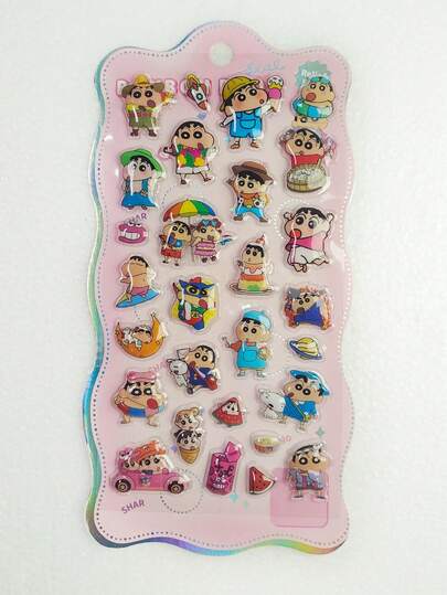 3D蜡笔小新可爱卡通贴纸，专为女孩设计。采用日系可爱风格、梦幻甜美少女风、简约美学，多种图案可选。适用于装饰手机、笔记本、水瓶、汽车等，可重复使用。