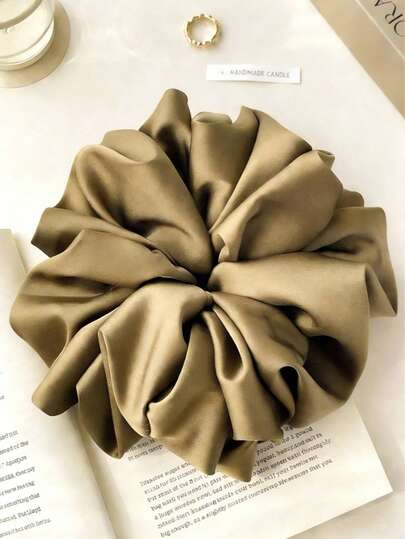 1 chiếc dây buộc tóc giả lụa màu xanh ô liu, cỡ lớn, mềm mại, co giãn cao, sang trọng, thoải mái, đa năng dành cho nữ, phụ kiện buộc tóc, kẹp tóc đuôi ngựa, phụ kiện làm đẹp tóc tại nhà.