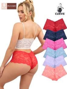 6-Piece Women's Lace Low-Rise Panty Set - Featuring A Sexy Semi-Transparent Design, Soft And Breathable Fabric. The Multi-Color Combination Is Suitable For Daily Wear And Special Occasions, With Exquisite Embroidery For A Cute Lingerie Style. - Multicolor - View 1