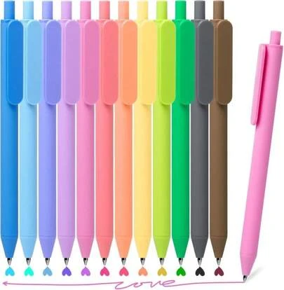 Drawdart Gel Pens 12 Colors Retractable Quick Dry Ink Pens Fine Point 0.7mm, Smoooth Writing Pens Multicolor For Journaling, Drawing, Doodling, And Note Taking, Multicolor, 12-Count