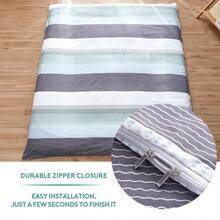 de futn con cierre para colchn de futn japones, sper suave y lavable a mquina, tamao individual Full Queen - Rayas grises verdes Dob - Ver 2