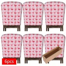 2/4/6pcs Heart Pattern Linen Chair Covers, Suitable For Home Decor, Living Room, Dining Room, Garden, Hotel, Party, Washable Polyester Material, Chair Seat Cushion Covers - Multicolor - View 12