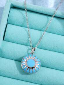 1件复古优雅浪漫不对称可开启银色吊坠项链，适合日常、通勤、节日、派对等场合，是送给女性的理想礼物。 - 彩色 - 查看 30