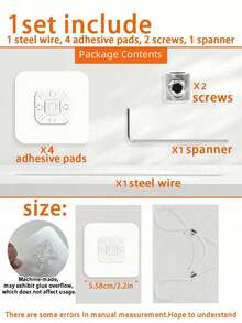 2 Sets 42-Inch Adjustable Metal Anti-Tip TV Straps, Drill-Free Adhesive Furniture Wall Anchors For Child Safety Protection. Securely Fasten Flat-Screen TVs To Walls, Cabinets, Stands, Tables, Dressers Or Bookcases. - Multicolor - View 9