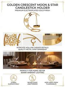 1 chiếc chân nến Rama bằng sắt rèn, trang trí sơn, dùng làm vật trang trí trung tâm bàn ăn, trang trí nhà cửa, phù hợp cho trang trí tiệc Rama, trang trí đám cưới, hình ngôi sao, mặt trăng, đèn lồng. - Nhiều màu - Xem 4