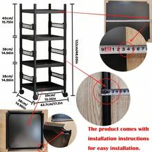 4-Tier Heavy Duty Retail Display Rack, Large Capacity Shelving With Wheels And Hooks, Multipurpose Portable Storage Unit, Pegboard Top Design, Home Storage Rack, Freestanding Display And Organization Solution For Grocery Stores, Convenience Stores, Warehouses, Kitchens, Garages, Black Bathroom Accessories - Black - View 3