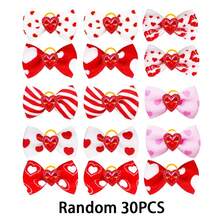 10pcs Valentine's Day Red, White & Pink Heart & Bow Pet Hair Accessories, Cute Dog Hair Bands, Decorative Items, Attention-Grabbing Accessories For Dates And Outings, Puppy Keep, Cat And Dog Stuff, - Multicolor - View 9
