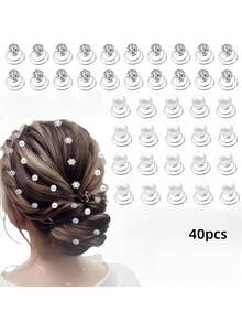30/40/60pcs Set Rhinestone & Crystal Twist Hair Clips, Includes Rhinestone, Pearl, Flower Hair Clips, Suitable For Wedding, Bride, Prom, Party And Special Occasions (Rhinestone & Pearl & Flower), Hair Clips, Hair Claws, Hair Pins, Hair Clips, Head Accessories, Hair Accessories For Women, Hair Slide, Hair Barrettes,Festival,Birthday - Multicolor - View 7