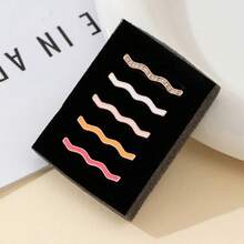 5件套海浪元素蓝粉黑白系列时尚饰品苹果美甲戒指环饰，搭配表带，尺寸40mm、41mm、42mm、38mm、44mm、45mm、46mm、49mm，柔软硅胶运动表带，装饰性设计，兼容 Series 10、9、8、7、6、5、4、3、2、1、SE，女士款 - 如圖 - 查看 15