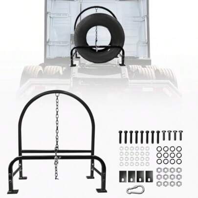 Semi Truck Spare Tire CarrierUniversal Fit For Freightliner  Kenworth K International Peterbilt Glossy Black Small