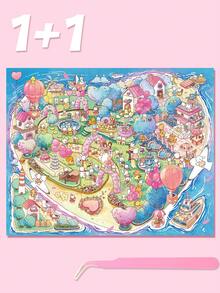 Extra Large Size - Landscape Sticker, Valentine's Day Theme Sticker, Large Size 36*26.5cm, Romantic Island Wedding, Miniature Scene Sticker, 3D Layered Scrapbooking Sticker, Includes 1 Tweezer, Valentine's Day Gift For Girlfriend - Multicolor - View 10