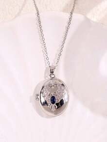 1件复古优雅浪漫不对称可开启银色吊坠项链，适合日常、通勤、节日、派对等场合，是送给女性的理想礼物。 - 彩色 - 查看 16