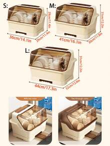 1pc Large Kitchen Draining Bowl Cabinet With Cover, Holds Bowls, Plates, Cutlery, Household Dish Storage Rack, Kitchen Storage Organizer - Multicolor - View 5