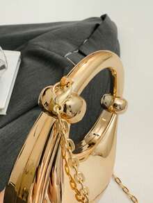 1pc Metallic Mini Crescent Handbag, Shiny Top Handle Chain Crossbody Bag, Lipstick Pouch, Wallet, Party Bag, Suitable For Girls/Students/Girl, Daily Use/Gift/Holiday/Party/Event - Multicolor - View 11