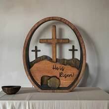1 Piece Empty Tomb Easter Scene And Cross 3D Decoration, Wooden Easter Resurrection Scene Cross Jesus Tomb Tray, Jesus Nativity Scene Decoration Suitable For Religious Home Office Desktop. - 14公分*11.5公分/5.5吋x4.5英寸 - 查看 6