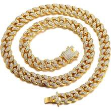 Halukakah - Men's 13mm Miami Style Gold Cuban Link Chain, 18K  Plated/Platinum White Gold Finish, Full Set Of Diamond Cut Prongs, 38174495 - 淡紫色 - 查看 1