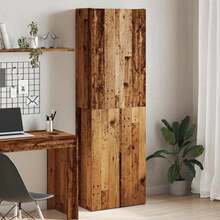vidaXL Buffet haut vieux bois 60x32x190 cm bois d'ingénierie - Tabac - Voir 2