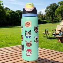 OWA'LAA 32oz Insulated Tumbler Set Has A Large Capacity To Meet Your Hydration Needs Throughout The Day. It Provides Long-Lasting Insulation, Keeping Drinks Hot Or Cold For 24 Hours. The Leak-Proof Design And Convenient Handle Make It Easy To Use. It's Ideal For Various Scenarios Such As Commuting, Road Trips, And Camping. - 淺藍色 - 查看 2