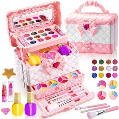 Caja de Maquillaje para Niñas, Set de Maquillaje para Niñas, Regalo para Niña, Protege la Piel de Las de Daños, Regalos de Navidad, Cumpleaños y Festividades para niños(Púrpura)