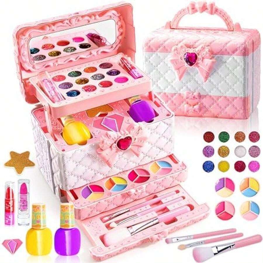 Caja de Maquillaje para Niñas, Set de Maquillaje para Niñas, Regalo para Niña, Protege la Piel de Las de Daños, Regalos de Navidad, Cumpleaños y Festividades para niños(Púrpura) - 3137 - Ver 1