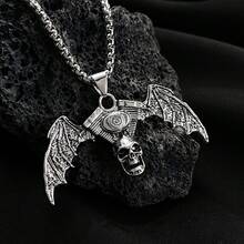 哥特式暗黑骷髅吊坠项链，个性化朋克嘻哈合金项链，复古锁骨链，万圣节装饰品 - 彩色 - 查看 2