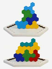 Puzzle Kayu Heksagon 3D, Berwarna-warni, Mainan Edukatif, Hadiah Natal Sempurna untuk Meningkatkan Kecerdasan dan Kreativitas, Mainan Bentuk Geometris | Ukiran Kayu yang Indah, Puzzle Anak-Anak - MultiWarna - View 5