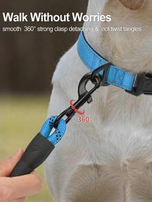 Reflective Dog Leash, Heavy Duty Nylon Rope, With Poop Bag Dispenser, High Visibility Reflective Strap, Suitable For Medium To Large Dogs, 5' X 1/2' And 6' X 1/2/ - Blue - View 6