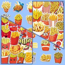 50pcs Cartoon French Fries Stickers, Creative Cute Food Decals For Mirror, Tablet, Glass Cup - Multicolor - View 4