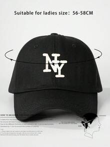 1 Pc Adjustable "NY" Embroidered Baseball Cap - Y2K Sunscreen Outdoor Hat For Spring Autumn Beach Travel - Black - View 8
