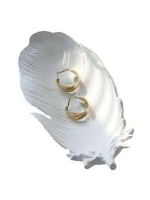 1件极简高端家居收纳石膏羽毛翅膀首饰托盘，项链耳环展示架，摄影道具 - 白色 - 查看 4