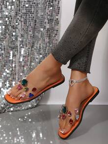 Giày sandal đế bằng thời trang mới cho nữ, giày đi biển, giày mùa hè. - trái cam - Xem 7